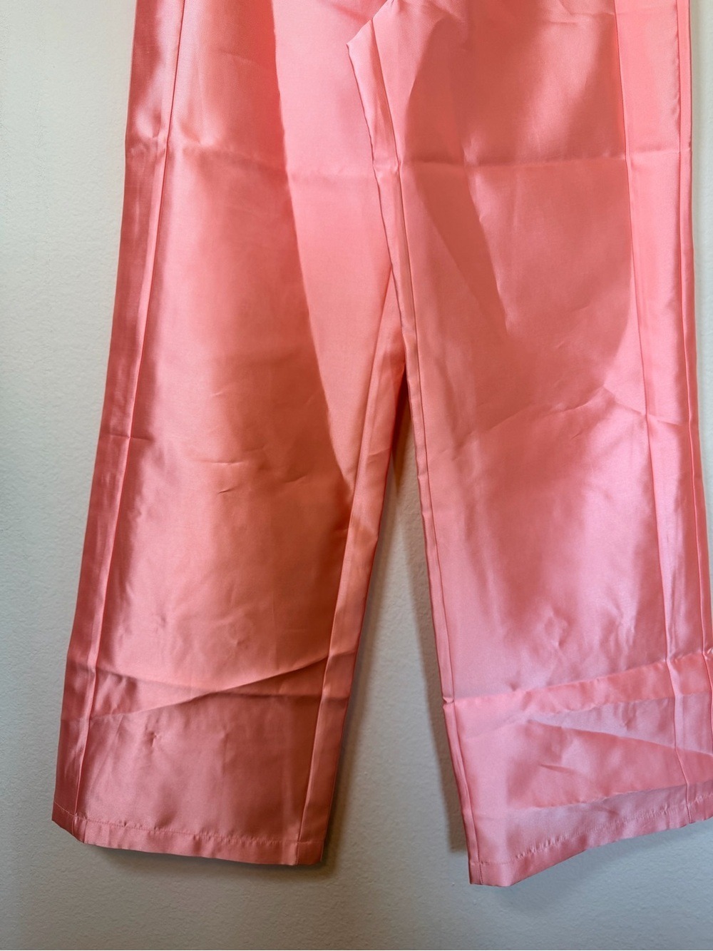 Andrea Iyamah Vasi Pant Peach Satin Wide Leg High Rise Small US 6 - Picture 7 of 8